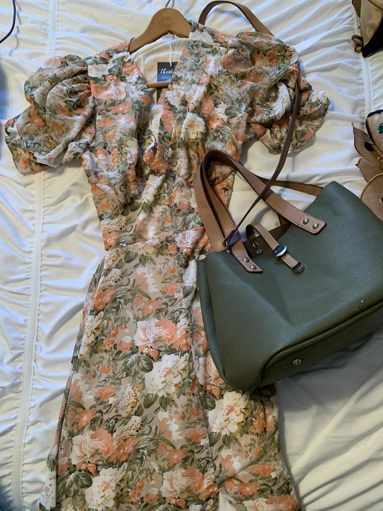 Vintage Nwt Van Nguyen Floral Flowy Dress Back Cut Out and Matching Bag no chg